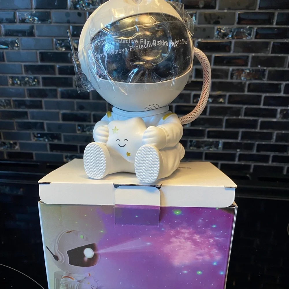 White Astronaut Night Light Projector - Cosmic Star Effects